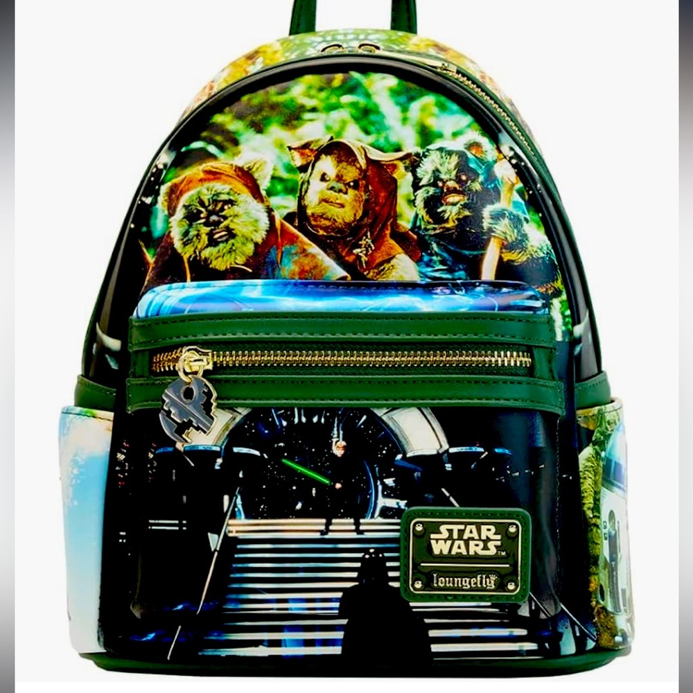LOUNGEFLY | NWT Star Wars Return of The Jedi Ewok Luke R2D2 Mini Backpack